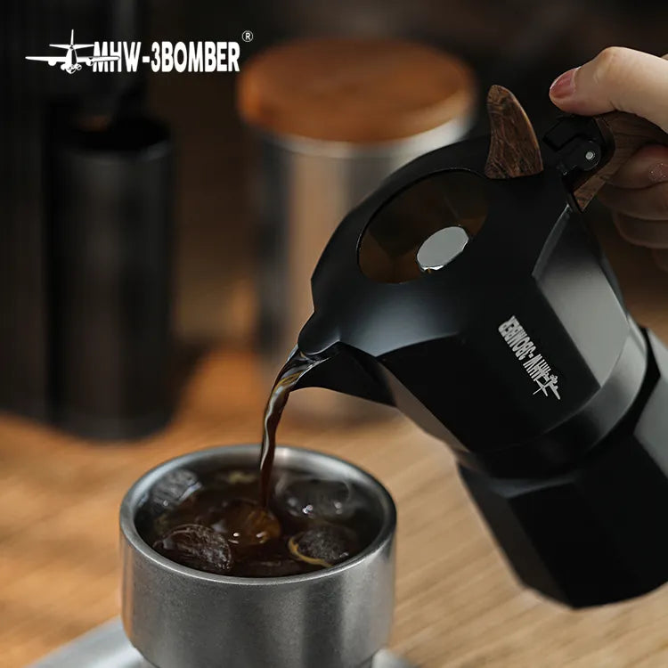 Cafetera italiana de doble válvula MHW-3BOMBER de 100 ml Negra