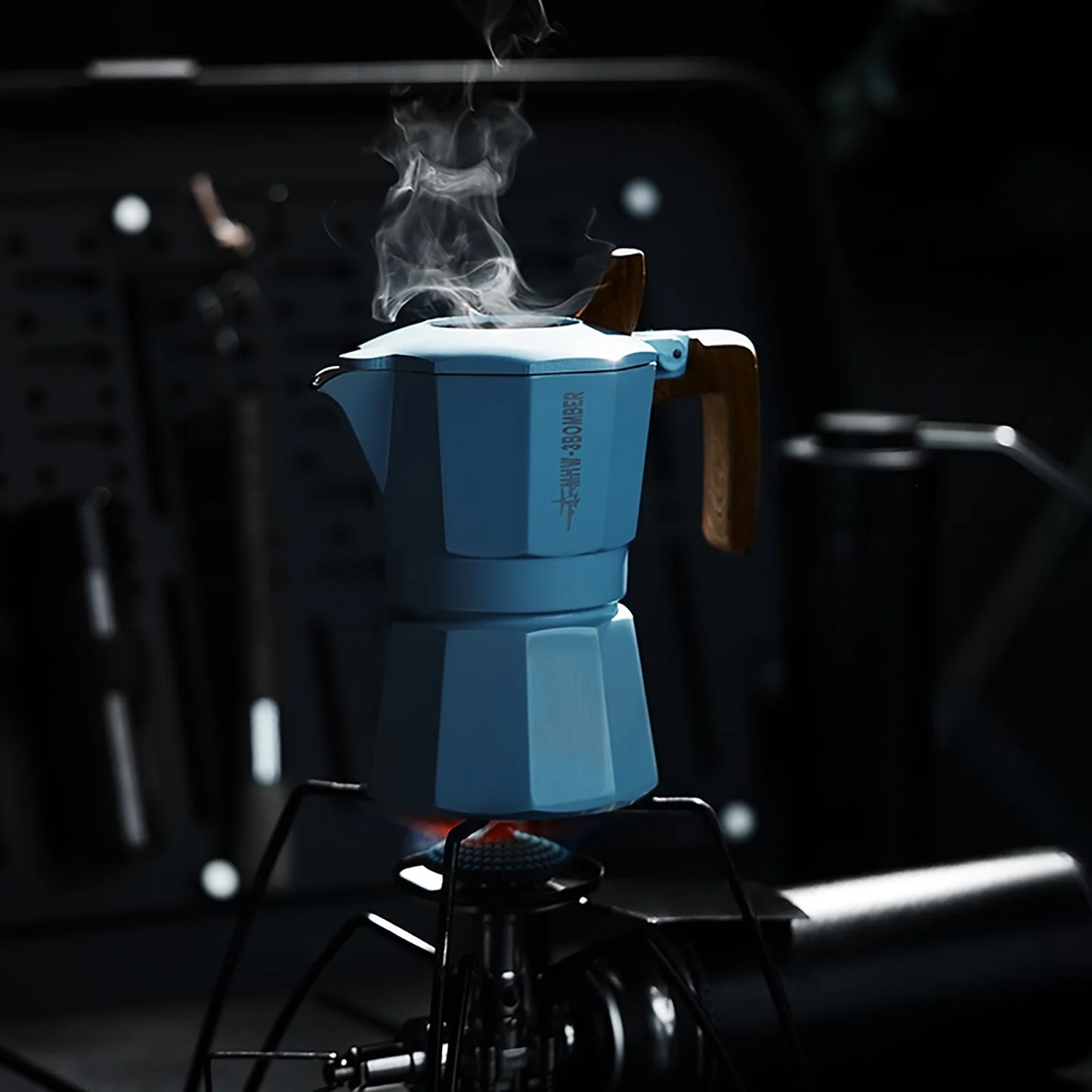 Cafetera italiana de doble válvula MHW-3BOMBER de 100 ml Azul