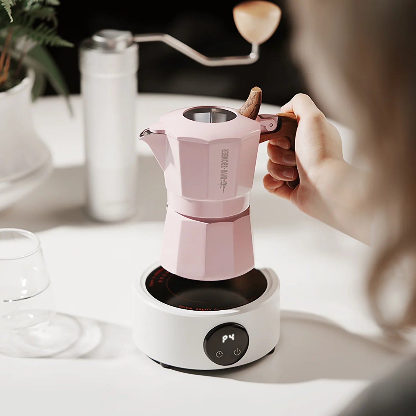 Cafetera italiana de doble válvula MHW-3BOMBER de 100 ml Rosa