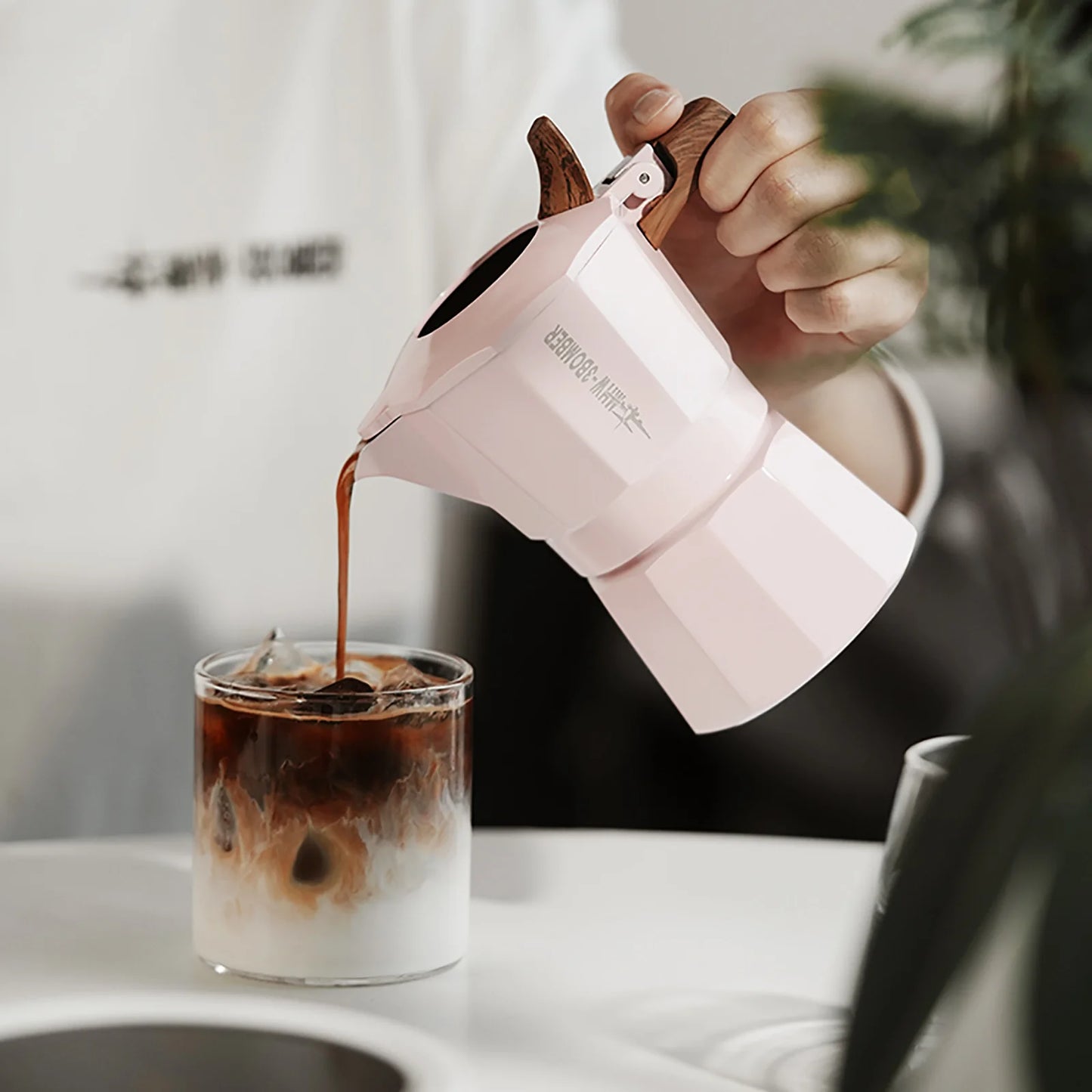 Cafetera italiana de doble válvula MHW-3BOMBER de 100 ml Rosa
