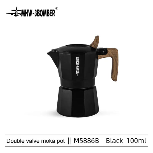 Cafetera italiana de doble válvula MHW-3BOMBER de 100 ml Negra